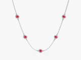 Bezel Set Ruby Station Necklace in 14k Solid Gold