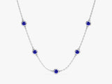 Bezel Set Sapphire Station Necklace in 14k Solid Gold
