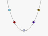 Bezel Set Birthstone Station Necklace