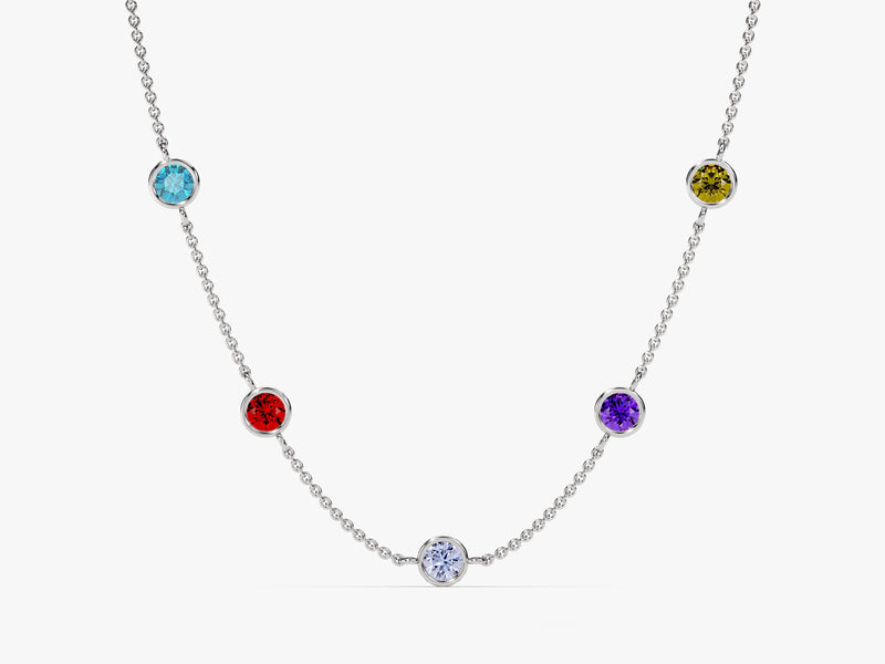 Bezel Set Birthstone Station Necklace