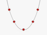 Bezel Set Ruby Station Necklace in 14k Solid Gold