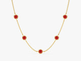 Bezel Set Ruby Station Necklace in 14k Solid Gold