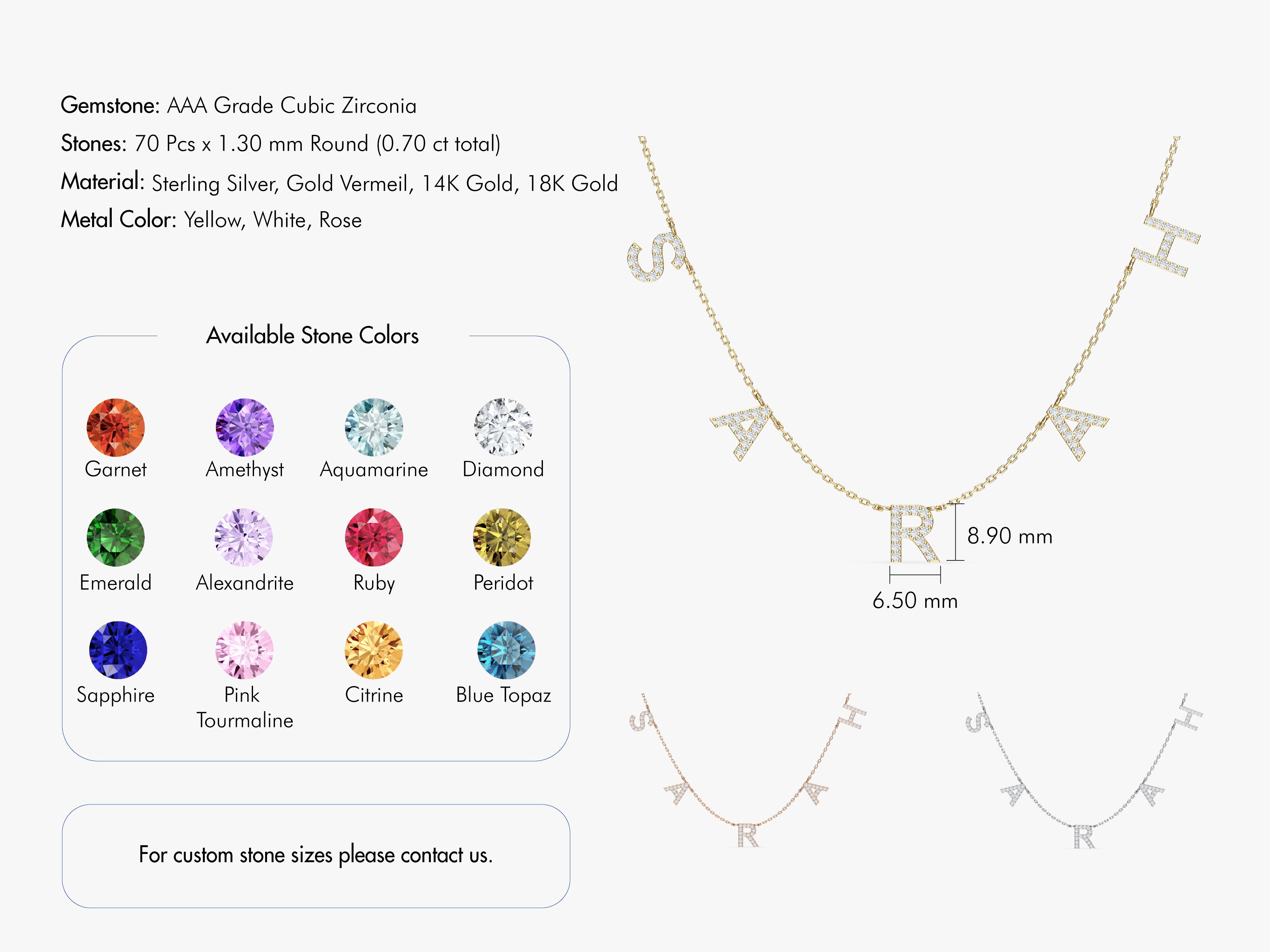 Name Necklace With Birthstone