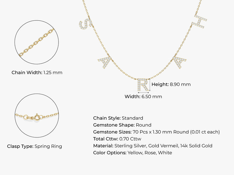 Diamond Birthstone Name Necklace in 14k Solid Gold