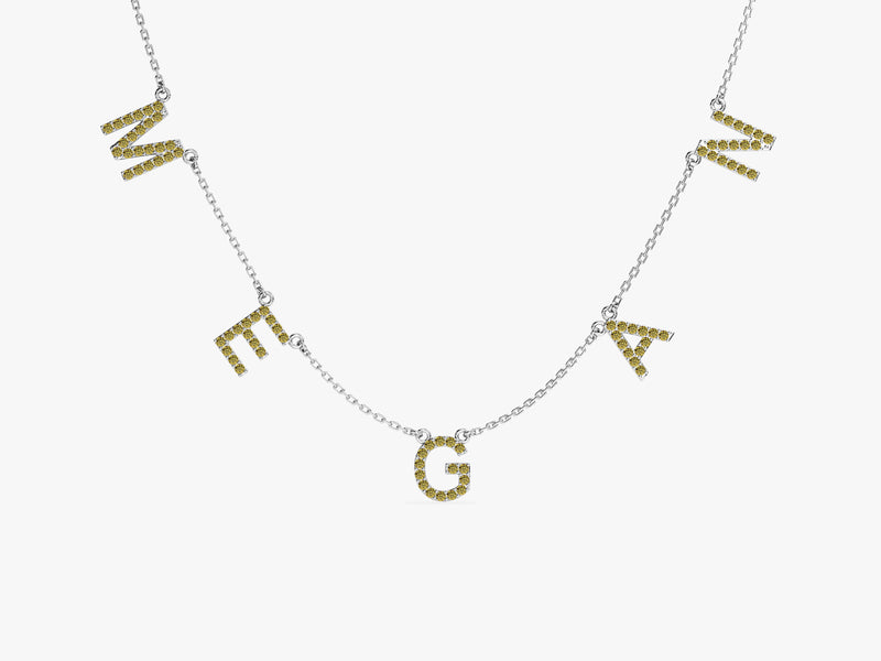 Peridot Name Necklace in 14k Solid Gold