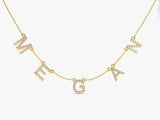 Diamond Birthstone Name Necklace in 14k Solid Gold