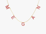 Ruby Name Necklace in 14k Solid Gold