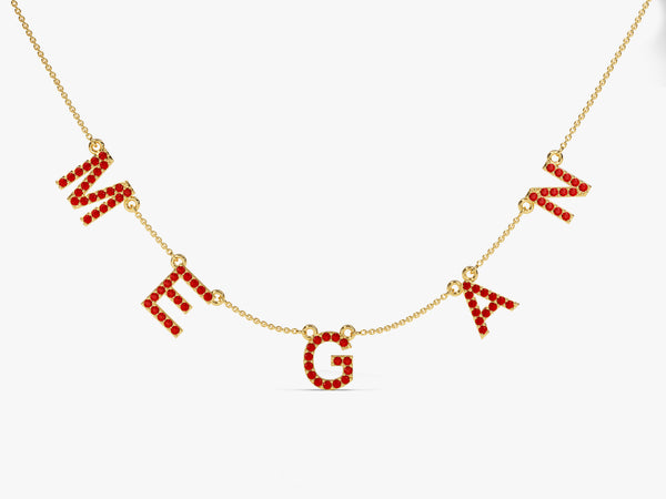 Ruby Name Necklace in 14k Solid Gold