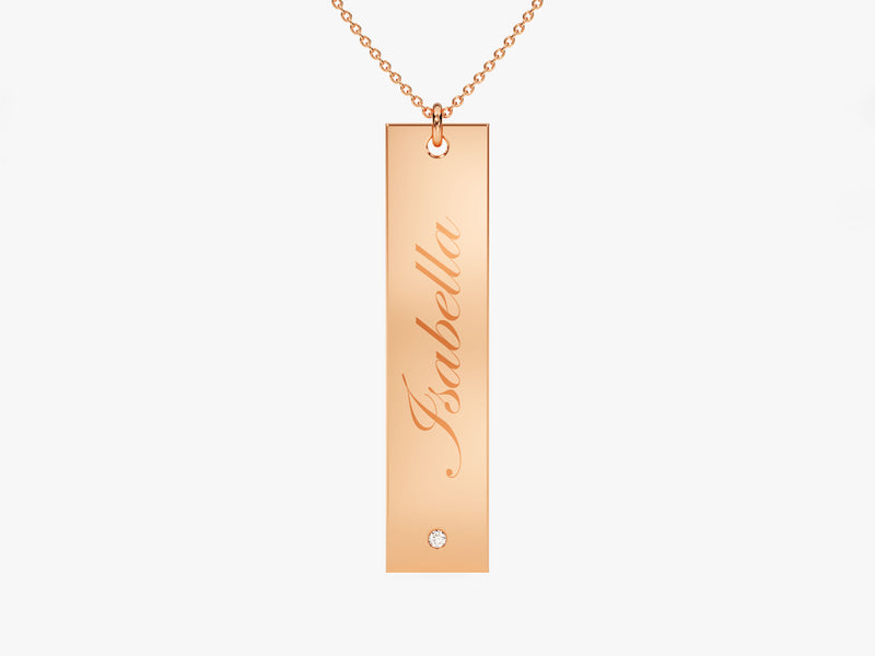 Solo Diamond Name Necklace in 14k Solid Gold