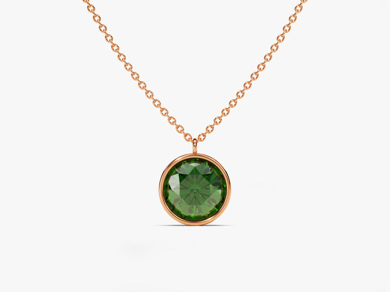 Bezel Set Round Birthstone Solitaire Necklace