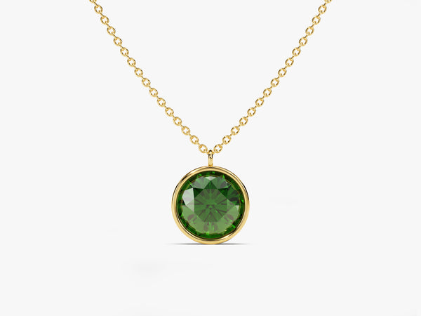 Bezel Set Round Birthstone Solitaire Necklace