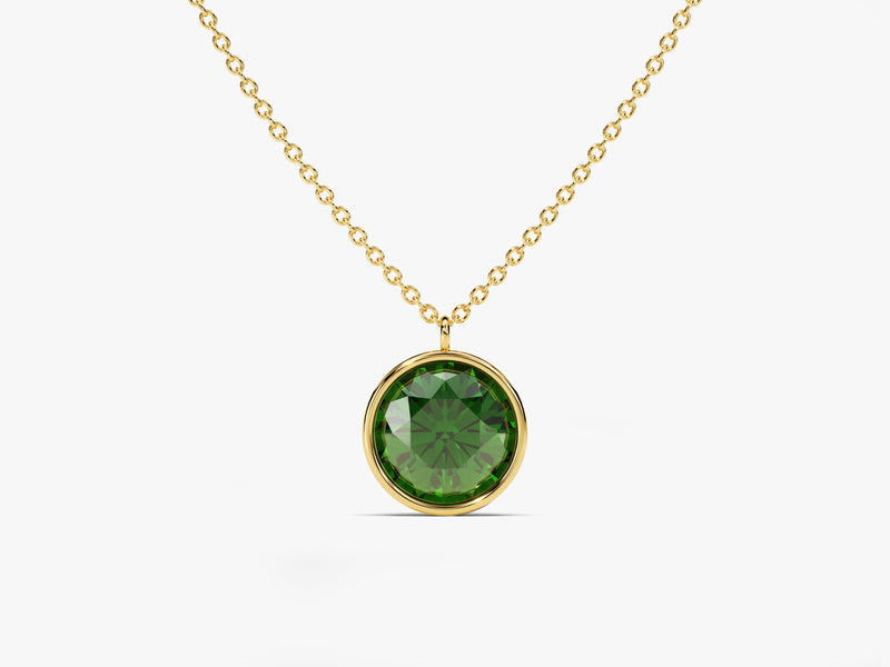 Bezel Set Round Birthstone Solitaire Necklace