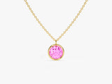 Bezel Set Round Birthstone Solitaire Necklace