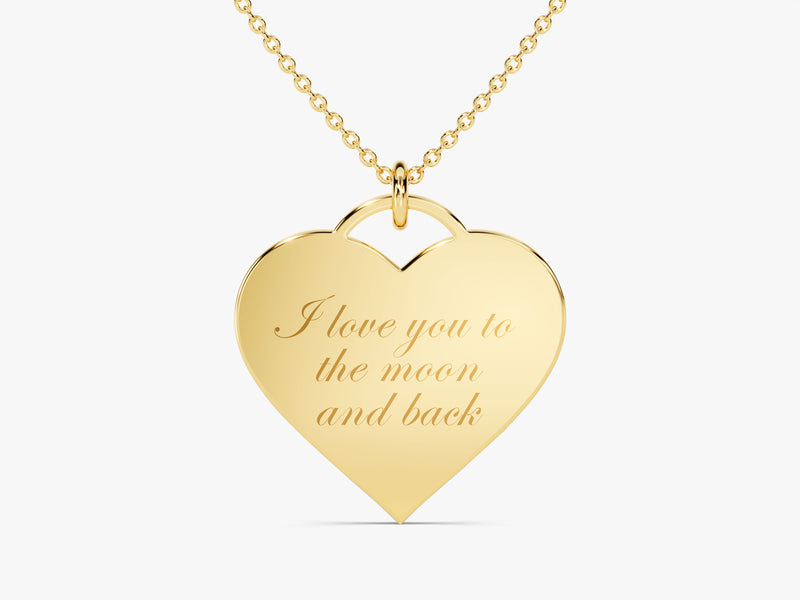 Large Heart Name Necklace in 14k Solid Gold