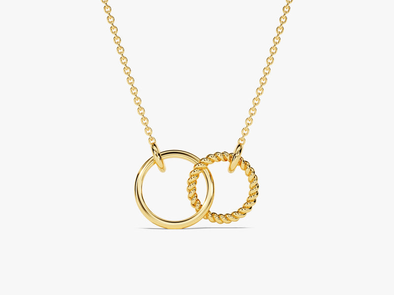 Eternity Circle Charm Necklace in 14k Solid Gold