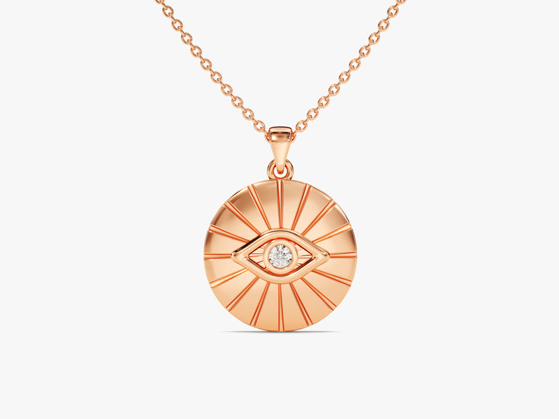 Evil Eye Coin Necklace in 14k Solid Gold
