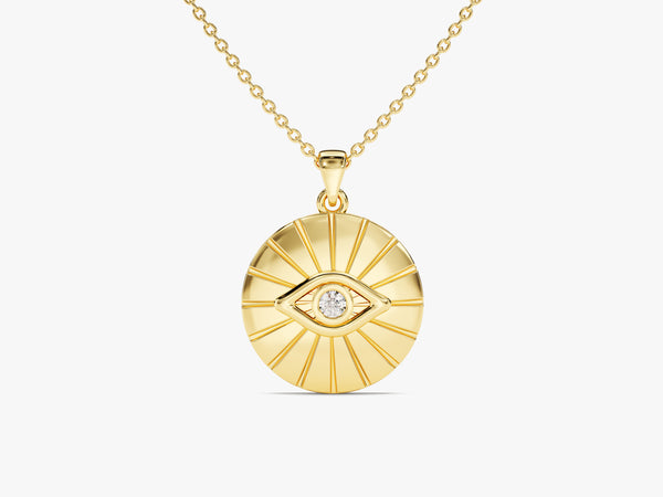 Evil Eye Coin Necklace in 14k Solid Gold