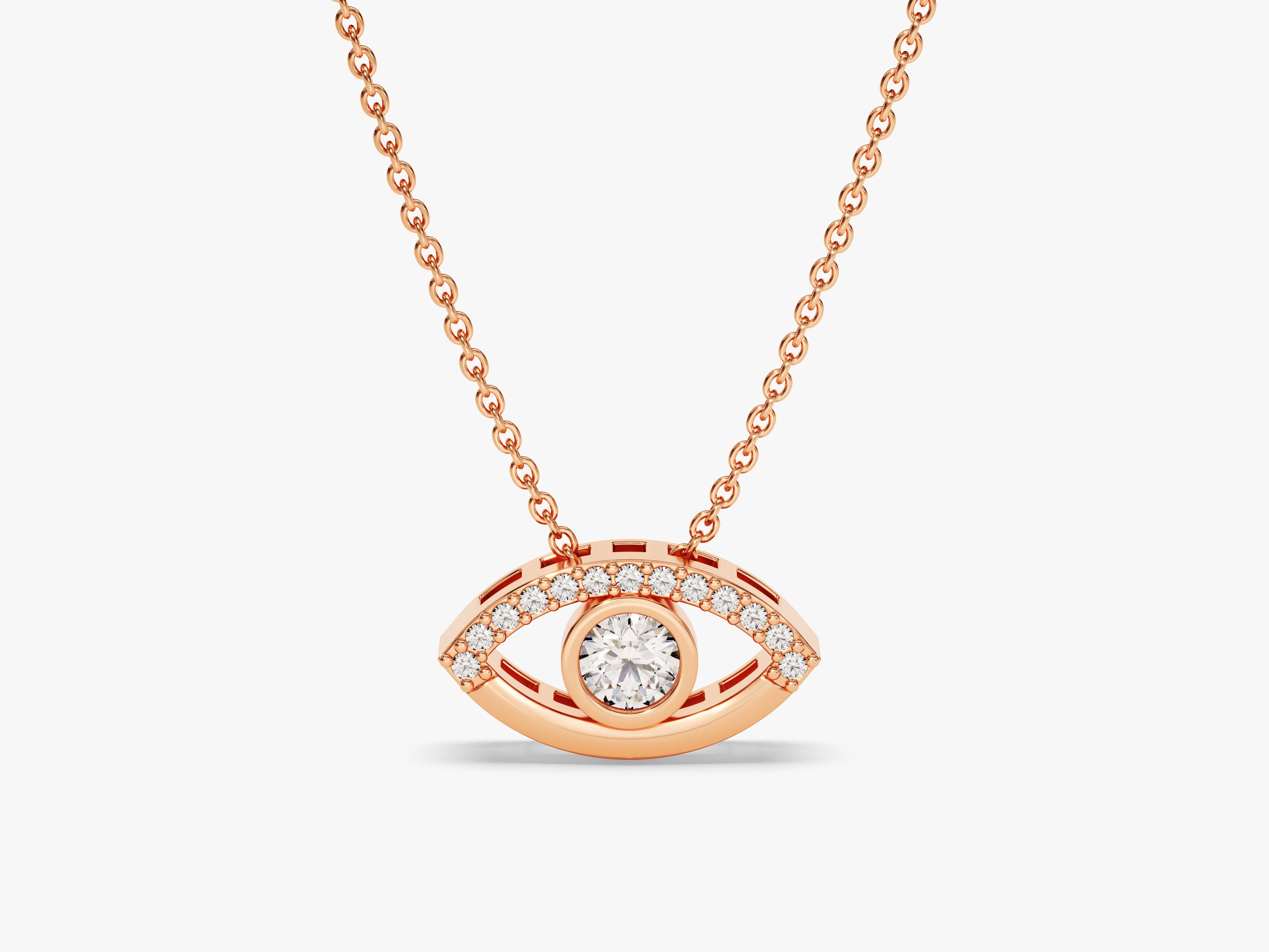 Rose gold evil eye diamond necklace for jewelry lovers