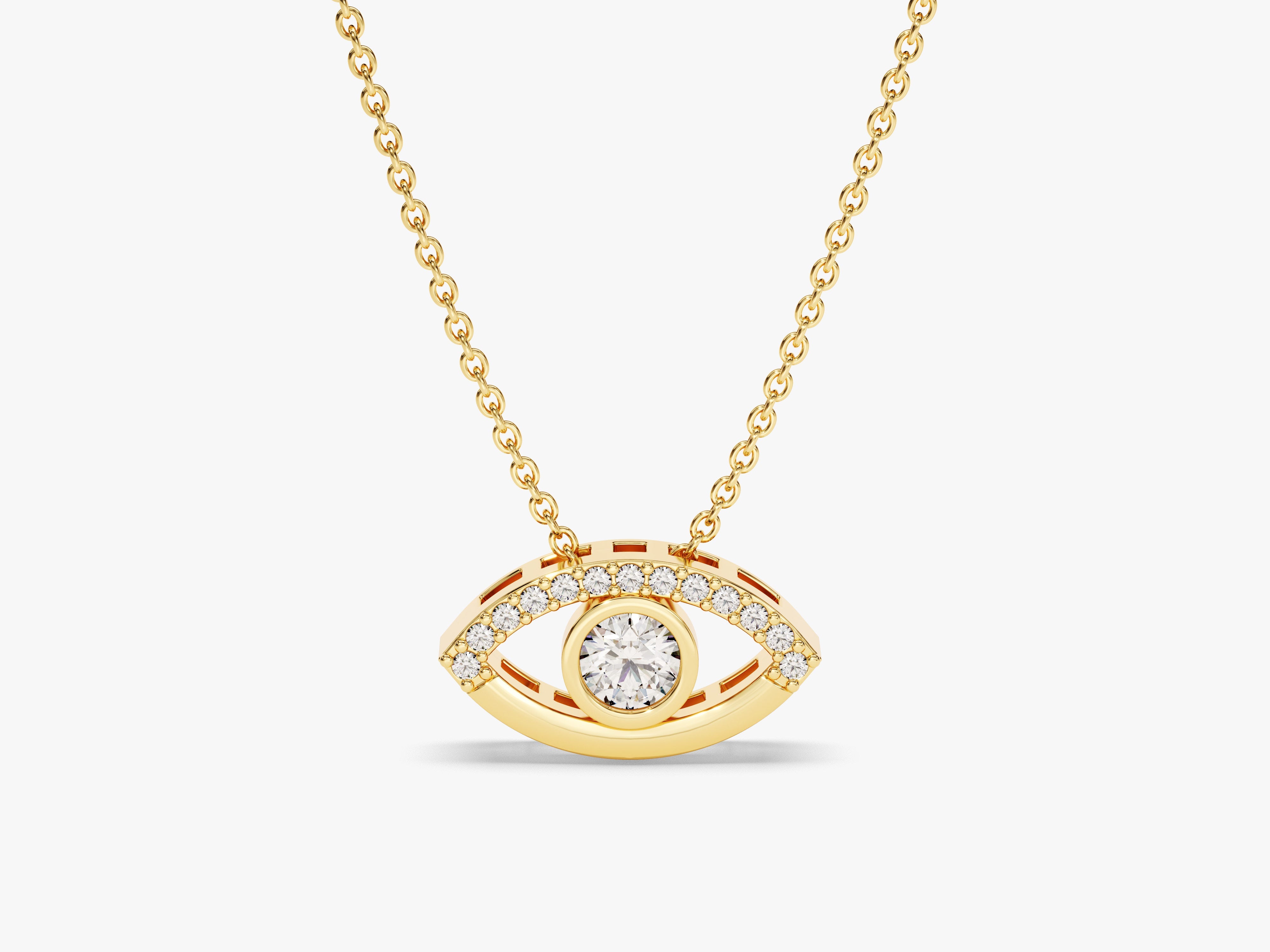 Gold evil eye necklace with diamonds, fine jewelry