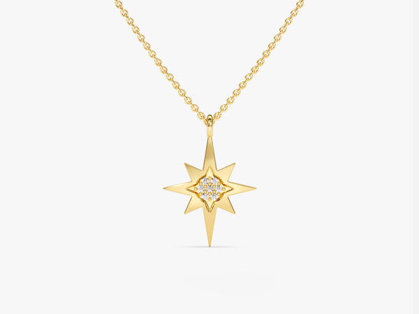 North Star Necklace in 14k Solid Gold