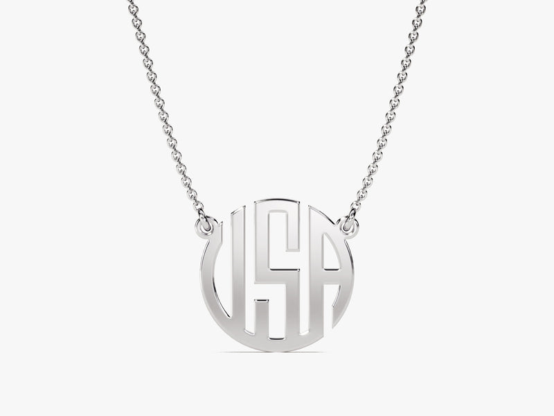 Initial Monogram Necklace in 14k Solid Gold