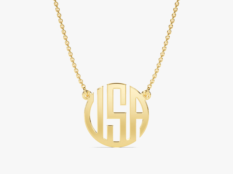 Initial Monogram Necklace in 14k Solid Gold