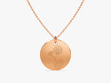Flower Disc Necklace in 14k Solid Gold