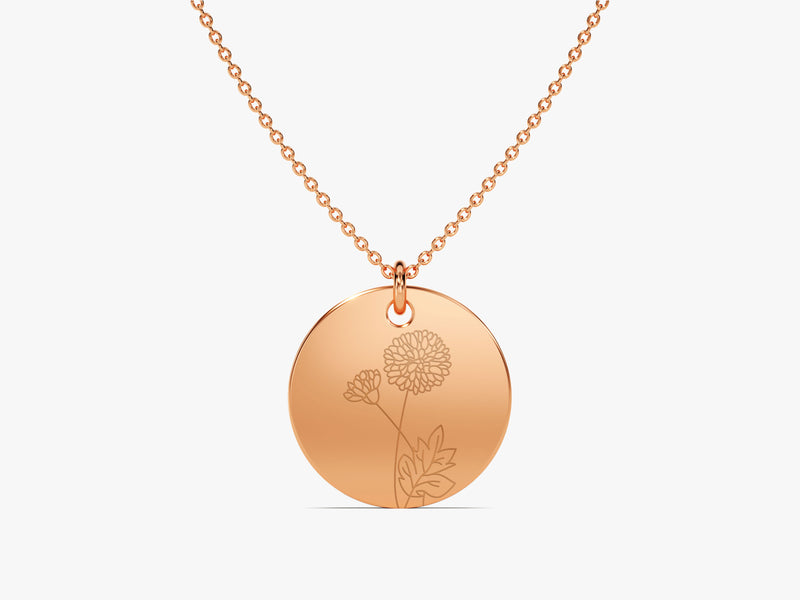 Birth Month Flower Necklace in 14k Solid Gold