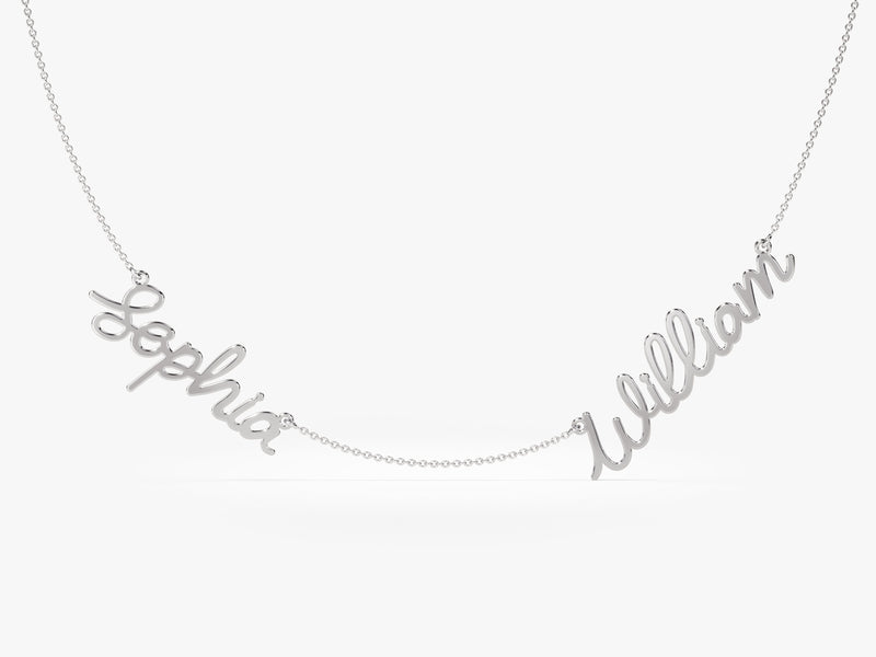 Double Name Necklace in 14k Solid Gold