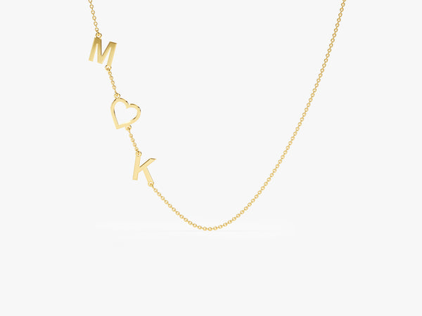 Sideways Initial Necklace in 14k Solid Gold