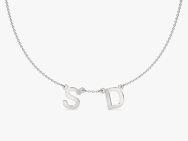 Double Initial Necklace in 14k Solid Gold