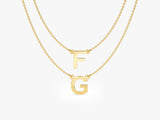 Double Chain Name Necklace in 14k Solid Gold