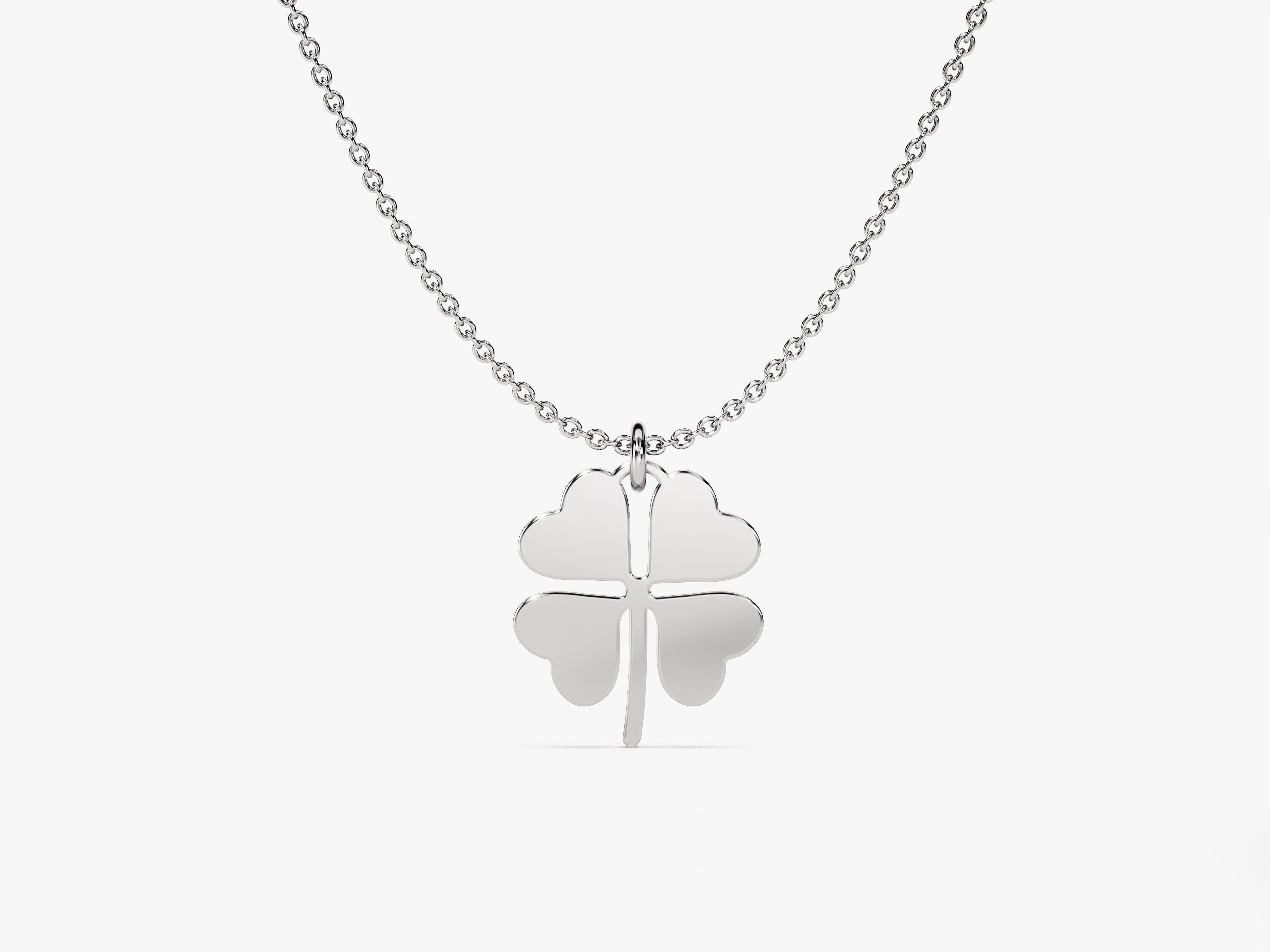 Silver four-leaf clover necklace, lucky charm jewelry