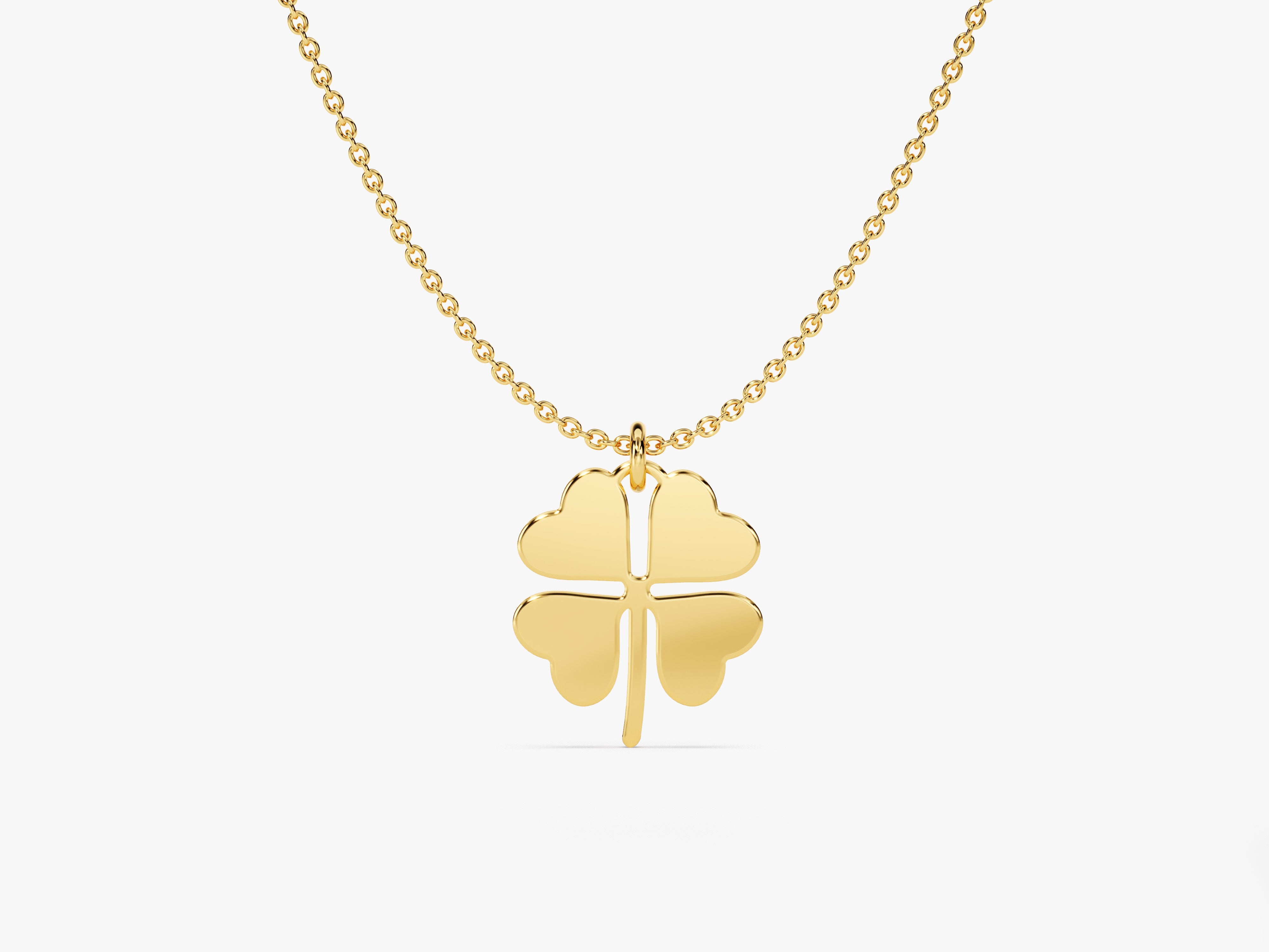 Gold four-leaf clover necklace, lucky charm jewelry