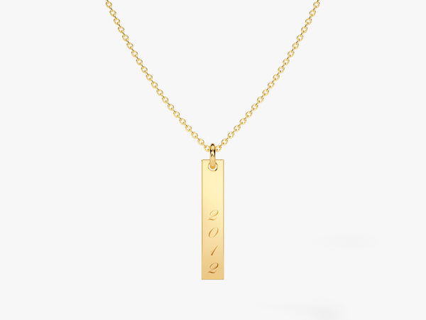 Roman Numeral Tag Necklace in 14k Solid Gold