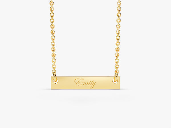 Small Horizontal Tag Necklace in 14k Solid Gold
