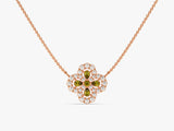 Four-Leaf Clover Peridot Necklace in 14k Solid Gold