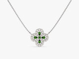 Four-Leaf Clover Emerald Necklace in 14k Solid Gold