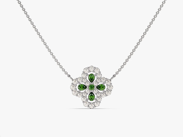 Four-Leaf Clover Birthstone Necklace