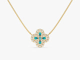 Four-Leaf Clover Blue Topaz Necklace in 14k Solid Gold