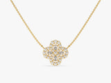 Four-Leaf Clover Diamond Birthstone Necklace in 14k Solid Gold