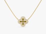 Four-Leaf Clover Peridot Necklace in 14k Solid Gold