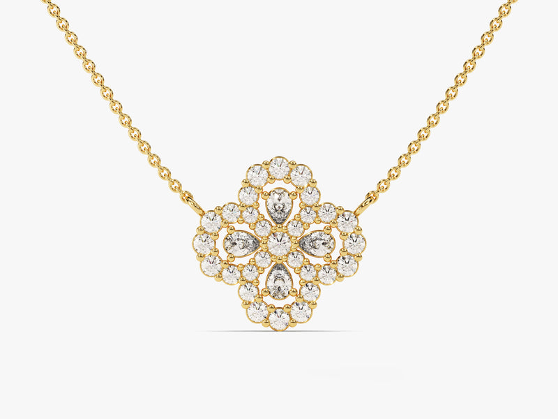 Floral Cluster Necklace in 14k Solid Gold