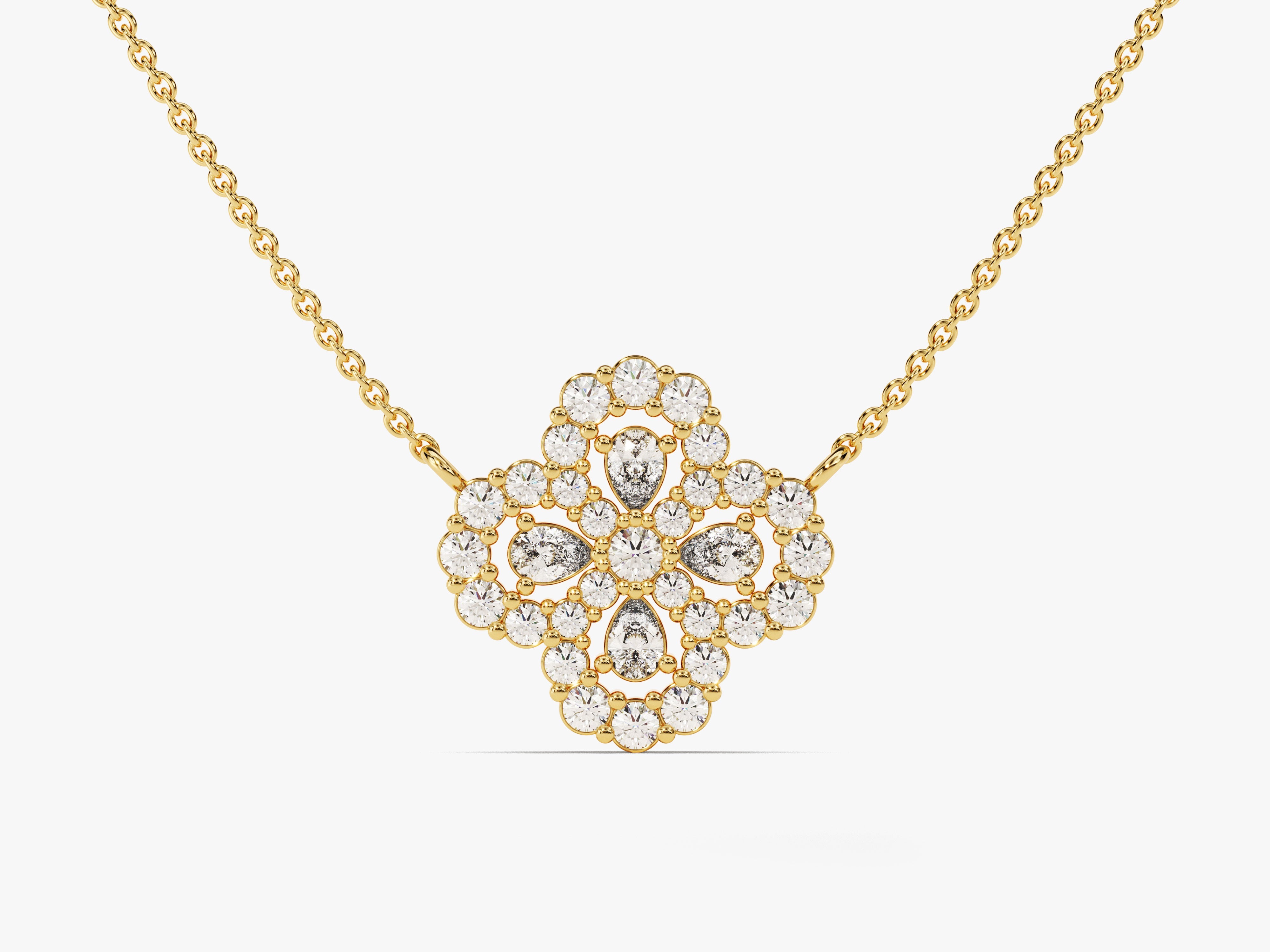 Gold diamond clover necklace for jewelry brand