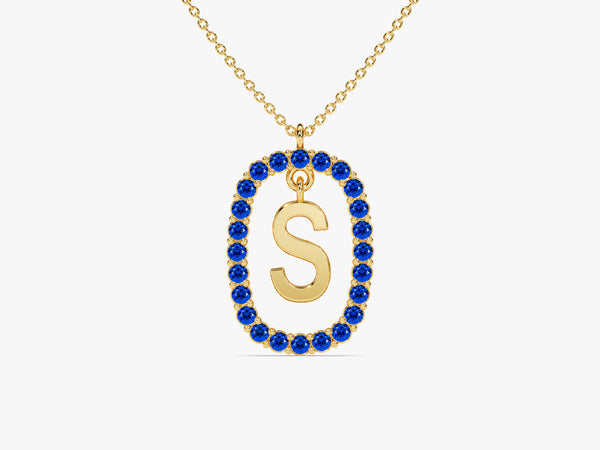 Initial Birthstone Necklace in 14k Solid Gold