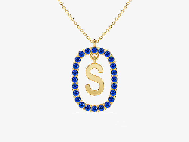 Initial Birthstone Necklace in 14k Solid Gold