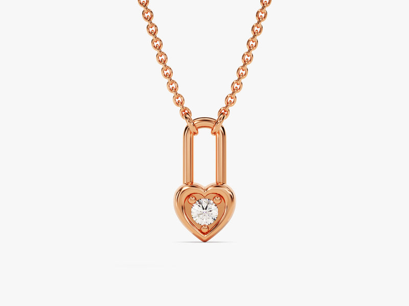 Heart Lock Necklace in 14k Solid Gold