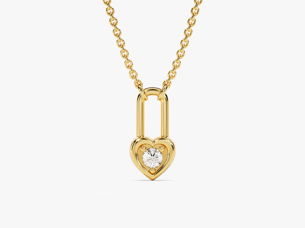 Heart Lock Necklace in 14k Solid Gold