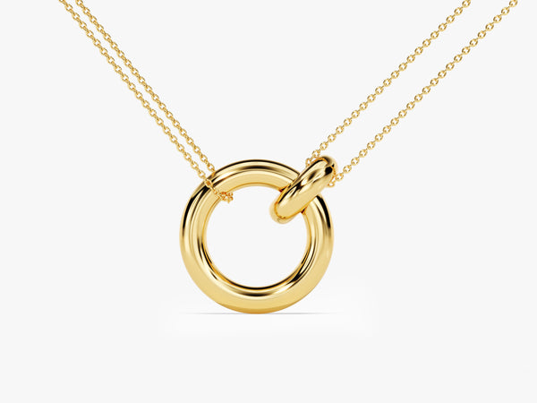 Interlocking Circles Necklace in 14k Solid Gold