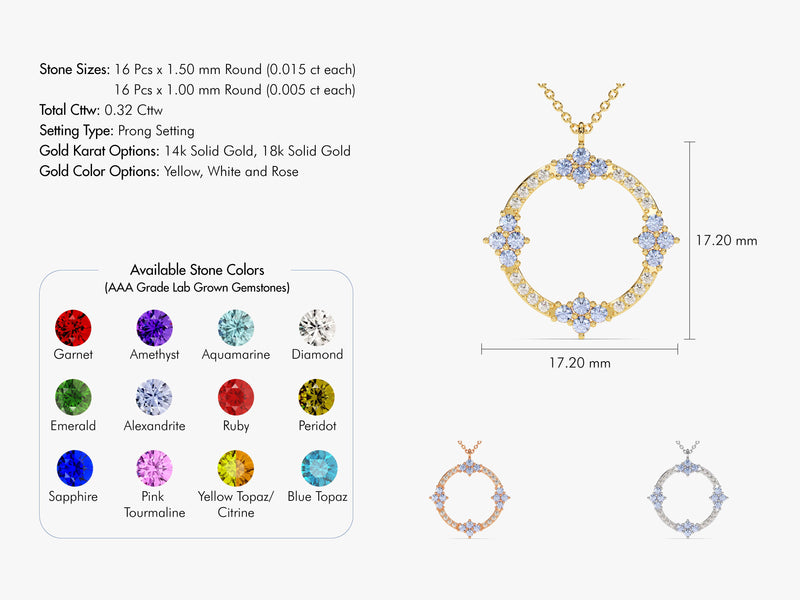 Open Circle Birthstone Necklace